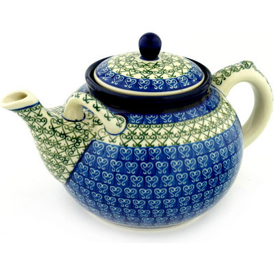Polish Pottery Tea or Coffee Pot 7 cups Lovely Heart