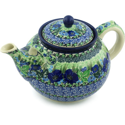 Polish Pottery Tea or Coffee Pot 7 cups Moody Blues UNIKAT