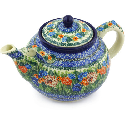 Polish Pottery Tea or Coffee Pot 7 cups Splendid Meadow UNIKAT