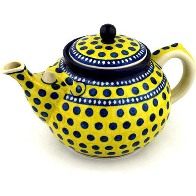 Polish Pottery Tea or Coffee Pot 7 cups Sunshine And Dots