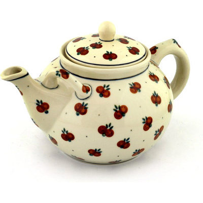 Polish Pottery Tea or Coffee Pot 7 cups Wild Cherry