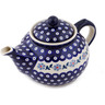 Polish Pottery Tea or Coffee Pot 74 oz Peacock Forget-me-not
