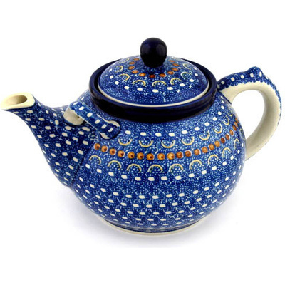Polish Pottery Tea or Coffee Pot 84 oz Blue Horizons