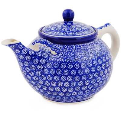 Polish Pottery Tea or Coffee Pot 84 oz Winter Frost