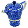 Polish Pottery Tea or Coffee Pot with Heater 14 oz Blue Bounty
