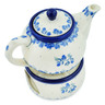 Polish Pottery Tea or Coffee Pot with Heater 15 oz Horse Gallop