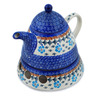 Polish Pottery Tea or Coffee Pot with Heater 39 oz Blue Cornflower
