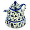 Polish Pottery Tea or Coffee Pot with Heater 40 oz Hope Flowes UNIKAT