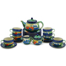 Polish Pottery Tea or Coffee Set for Six 40 oz Garden Delight UNIKAT