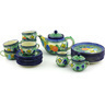 Polish Pottery Tea or Coffee Set for Six 40 oz Spring Garden UNIKAT