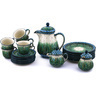 Polish Pottery Tea or Coffee Set for Six 51 oz Prairie Land UNIKAT