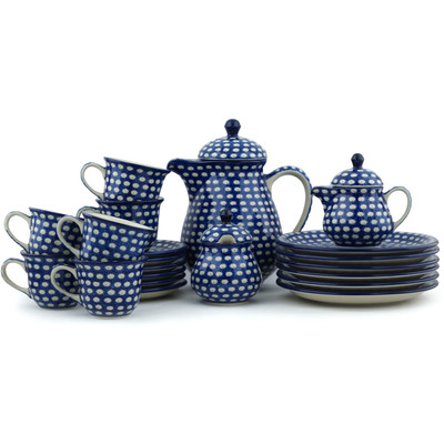 Polish Pottery Tea or Coffee Set for Six 51 oz Stepping Stones