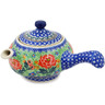 Polish Pottery Tea Pot with Sifter 15 oz Bold Carnation UNIKAT