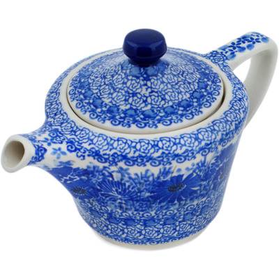 Polish Pottery Tea Pot with Sifter 15 oz Dreams In Blue UNIKAT