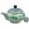 Polish Pottery Tea Pot with Sifter 15 oz Leafy Garden UNIKAT