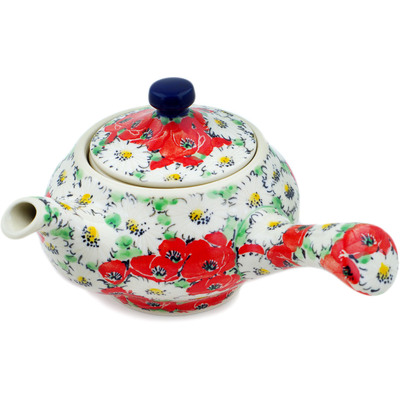 Polish Pottery Tea Pot with Sifter 15 oz Spring Blossom Harmony UNIKAT