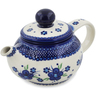 Polish Pottery Tea Pot with Sifter 19 oz Bleu-belle Fleur