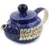 Polish Pottery Tea Pot with Sifter 19 oz Elegant Garland