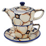 Polish Pottery Tea Set for One 13 oz Autumn Poppies UNIKAT