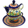 Polish Pottery Tea Set for One 13 oz Spring Splendor UNIKAT