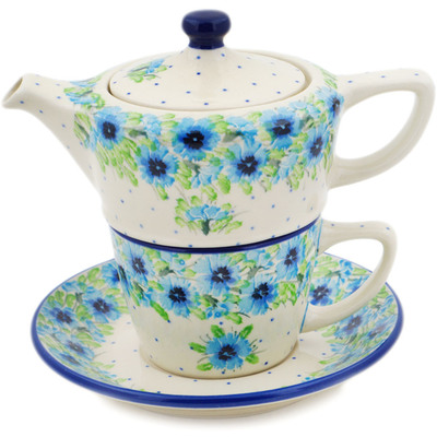 Polish Pottery Tea Set for One 13 oz Springing Into Spring UNIKAT