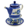 Polish Pottery Tea Set for One 17 oz Blue Poppies