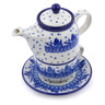 Polish Pottery Tea Set for One 17 oz Blue Winter