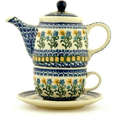 Polish Pottery Tea Set for One 17 oz Field Of Wildflowers