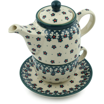 Polish Pottery Tea Set for One 17 oz Forever Green