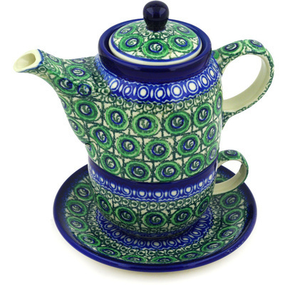 Polish Pottery Tea Set for One 17 oz Gilbraltar UNIKAT