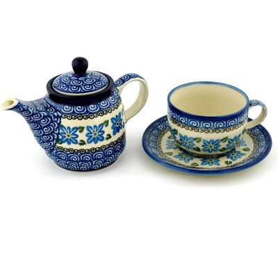 Polish Pottery Tea Set for One 17 oz
