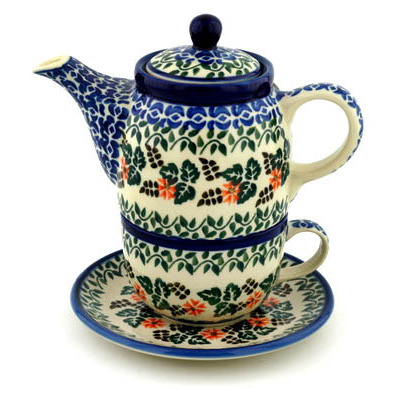 Polish Pottery Tea Set for One 17 oz