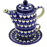 Polish Pottery Tea Set for One 17 oz Heart To Heart