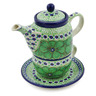 Polish Pottery Tea Set for One 17 oz Key Lime Dreams UNIKAT