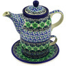 Polish Pottery Tea Set for One 17 oz Kiwi Flower