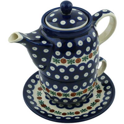 Polish Pottery Tea Set for One 17 oz Mosquito