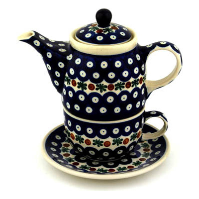 Polish Pottery Tea Set for One 17 oz Mosquito