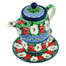 Polish Pottery Tea Set for One 17 oz Poppy Beauty UNIKAT