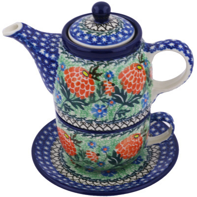 Polish Pottery Tea Set for One 17 oz So Passionate UNIKAT