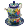 Polish Pottery Tea Set for One 17 oz Spring Garden UNIKAT