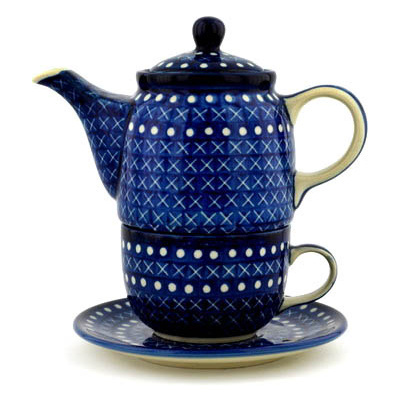 Polish Pottery Tea Set for One 17 oz X Marks The Spot