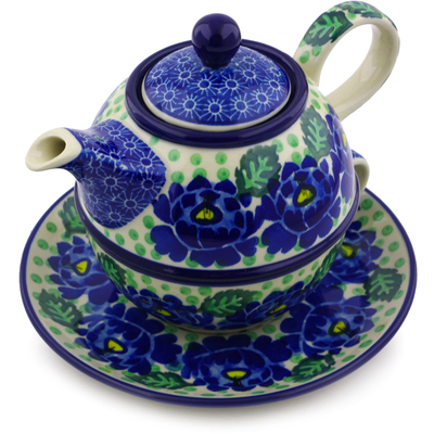 Polish Pottery Tea Set for One 22 oz Blue Bliss