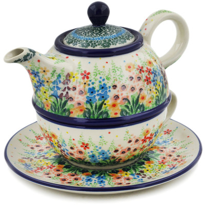 Polish Pottery Tea Set for One 22 oz Colors Of The Wind UNIKAT
