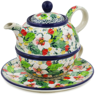 Polish Pottery Tea Set for One 22 oz Country Boutique UNIKAT