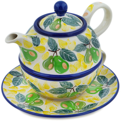 Polish Pottery Tea Set for One 22 oz Fresh Pear