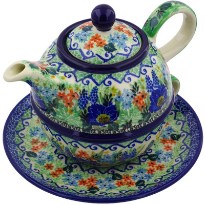 Polish Pottery Tea Set for One 22 oz Mariposa UNIKAT