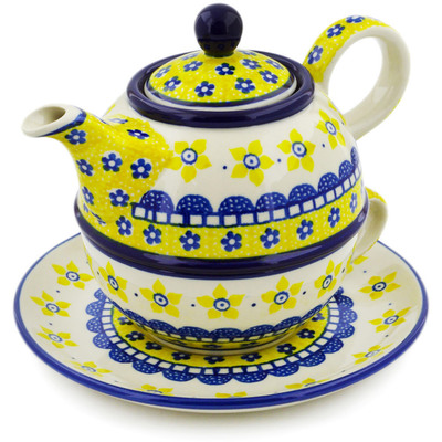 Polish Pottery Tea Set for One 22 oz Sunshine