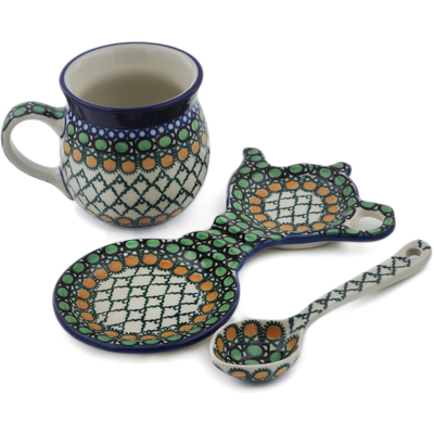 Polish Pottery Tea Set for One Tranquility UNIKAT