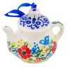 Polish Pottery Teapot Ornament 3&quot; Ring Of Meadow Flowers
