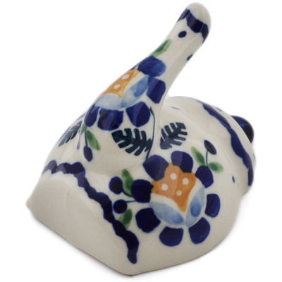 Polish Pottery Teapot Shaped Wall Hook 2&quot; Orange And Blue Flower